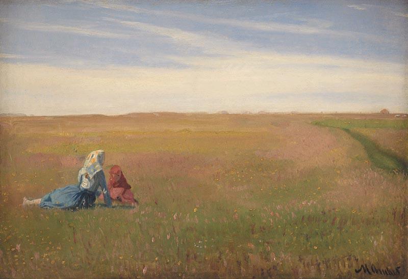 Michael Ancher A Summer Landscape with two Girls